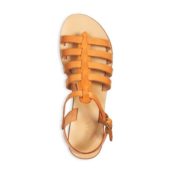 AQUA Womens Brown Strappy Emmie Round Toe Buckle Leather Slingback Sandal 8 - Picture 4 of 4